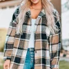Outlet Dear-Lover Plaid Print Buttoned Shirt Jacket Yellow