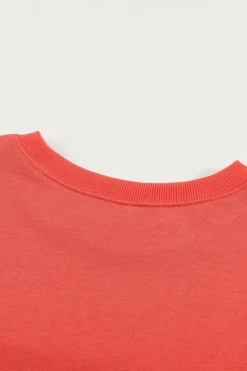 Outlet Dear-Lover Plain Crew Neck Pullover Sweatshirt Fiery Red