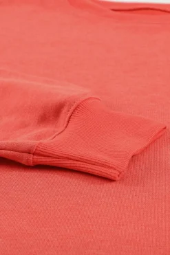 Outlet Dear-Lover Plain Crew Neck Pullover Sweatshirt Fiery Red