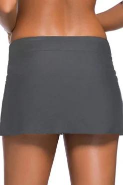 Discount Dear-Lover Plus Size Grey Skirted Swim Bikini Bottom Gray