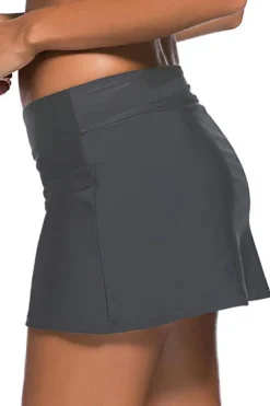 Discount Dear-Lover Plus Size Grey Skirted Swim Bikini Bottom Gray