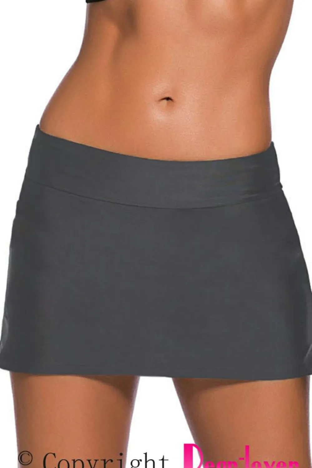Discount Dear-Lover Plus Size Grey Skirted Swim Bikini Bottom Gray