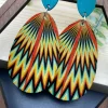 Online Dear-Lover Boho Abstract Print Drop Stud Earrings Prussian Blue