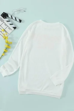 Best Dear-Lover PUMPKIN SPICE Graphic Pullover Knit Top White