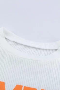 Best Dear-Lover PUMPKIN SPICE Graphic Pullover Knit Top White