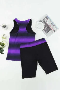 Outlet Dear-Lover Black Ombre Print Racerback Tankini Swimsuit Purple