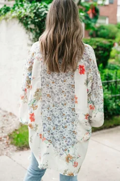Clearance Dear-Lover Boho Floral Bishop Sleeve Button Up Loose Shirt Purple