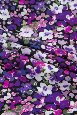 New Dear-Lover Boho Flower Split V Neck Bubble Sleeve Blouse Purple