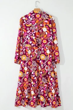 Sale Dear-Lover Collared Tiered Flowy Long Dress Purple
