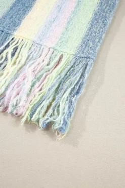 Online Dear-Lover Color Block Fringed Drop Shoulder Tunic Sweater Purple