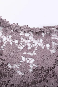 Discount Dear-Lover Crochet Lace Button Top Purple