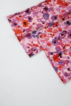 Sale Dear-Lover Floral Wide Leg Elastic High Waist Pants Purple