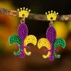 Clearance Dear-Lover Mardi Gras Beaded Earrings Purple