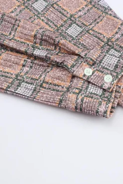 New Dear-Lover Plaid Contrast Hooded Drawstring Shacket Purple