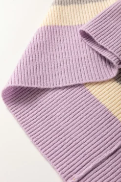 Best Dear-Lover Borderline Rib Knit Cuffed Dolman Sleeve Sweater Purple Stripe