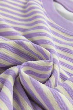 Online Dear-Lover Loose Drop Shoulder Long Sleeve Top Purple Stripe