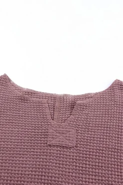 Outlet Dear-Lover Waffle Knit Loose Long Sleeve Top purple