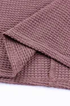 Outlet Dear-Lover Waffle Knit Loose Long Sleeve Top purple