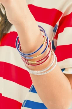 New Dear-Lover American Flag Inspired Glitter Tube Multi Layer Bracelet Racing Red