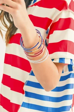 New Dear-Lover American Flag Inspired Glitter Tube Multi Layer Bracelet Racing Red