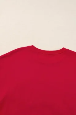 Best Dear-Lover Aphabet Chenille Embroidered Pullover Sweatshirt Racing Red