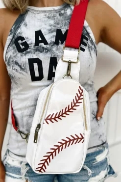 Clearance Dear-Lover Balls Pattern PU Leather Zipped Sling Bag Racing Red