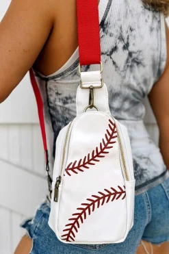 Clearance Dear-Lover Balls Pattern PU Leather Zipped Sling Bag Racing Red