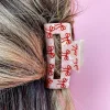 Hot Dear-Lover Bow Knot Print Cut Out Square Hair Claw Clip Racing Red