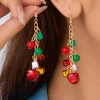 New Dear-Lover Christmas Style Bells Dangle Hook Earrings Racing Red