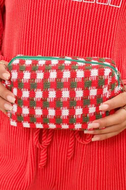 Best Dear-Lover Christmas Style Crochet Zipper Square Makeup Bag Racing Red