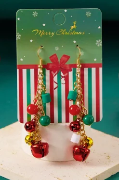 New Dear-Lover Christmas Style Bells Dangle Hook Earrings Racing Red