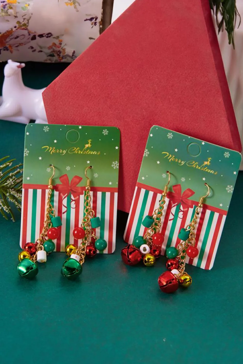 New Dear-Lover Christmas Style Bells Dangle Hook Earrings Racing Red