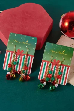 New Dear-Lover Christmas Style Bells Dangle Hook Earrings Racing Red