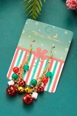 New Dear-Lover Christmas Style Bells Dangle Hook Earrings Racing Red