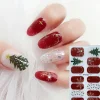 New Dear-Lover Christmas Tree Snowflake Rhinestone Gel Nail Stickers Racing Red
