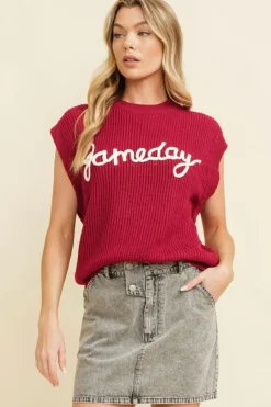 Online Dear-Lover Game Day Rugby Football Season Sweater Vest Racing Red