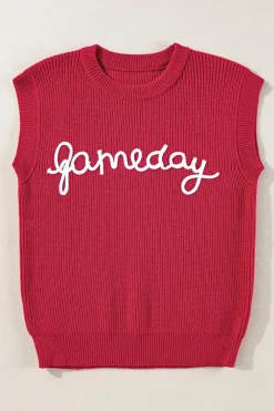 Online Dear-Lover Game Day Rugby Football Season Sweater Vest Racing Red