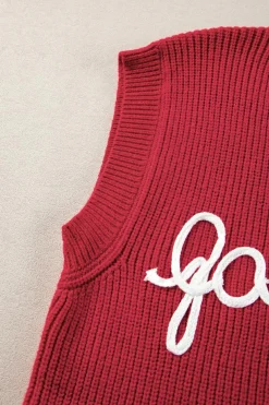 Online Dear-Lover Game Day Rugby Football Season Sweater Vest Racing Red