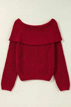 Hot Dear-Lover Off-the-shoulder Knit Sweater Racing Red
