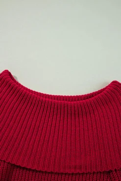 Hot Dear-Lover Off-the-shoulder Knit Sweater Racing Red