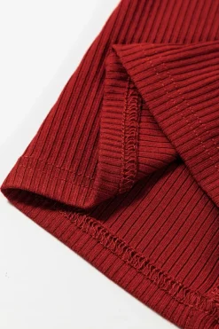 Best Dear-Lover Ribbed Knit Long Sleeve High Neck Mini Dress Racing Red