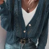 Hot Dear-Lover Open Knit Drop Shoulder Sweater Cardigan Real Teal