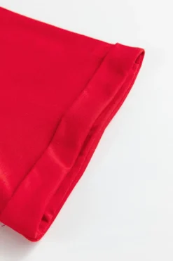 Hot Dear-Lover Red Christmas MERRY Graphic Cuffed Sleeve T Shirt Red-2