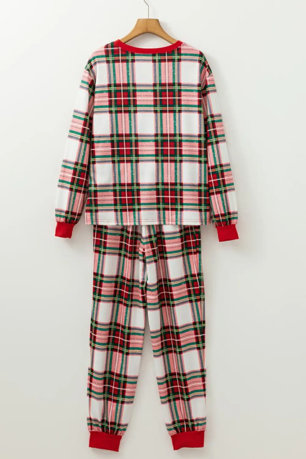 Hot Dear-Lover Christmas Plaid Allover Top and Pants Lounge Set Red