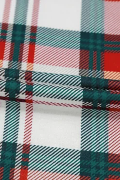Sale Dear-Lover Christmas Plaid Print Two Piece Long Sleeve Pajamas Set Red