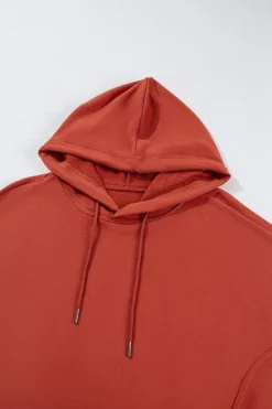 Outlet Dear-Lover Drop Shoulder Pocketed Baggy Drawstring Hoodie Red Clay