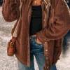 Online Dear-Lover Faux Shearling Teddy Bear Jacket Red Clay