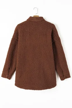 Online Dear-Lover Faux Shearling Teddy Bear Jacket Red Clay