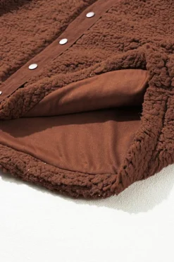 Online Dear-Lover Faux Shearling Teddy Bear Jacket Red Clay