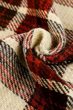 Hot Dear-Lover Fringe Trim Reversible Plaid Houndstooth Pashmina Scarf Red Clay